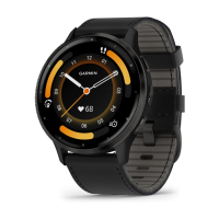 Venu 3 Slate stainless steel bezel with black case and black leather band - 010-02784-52- Garmin